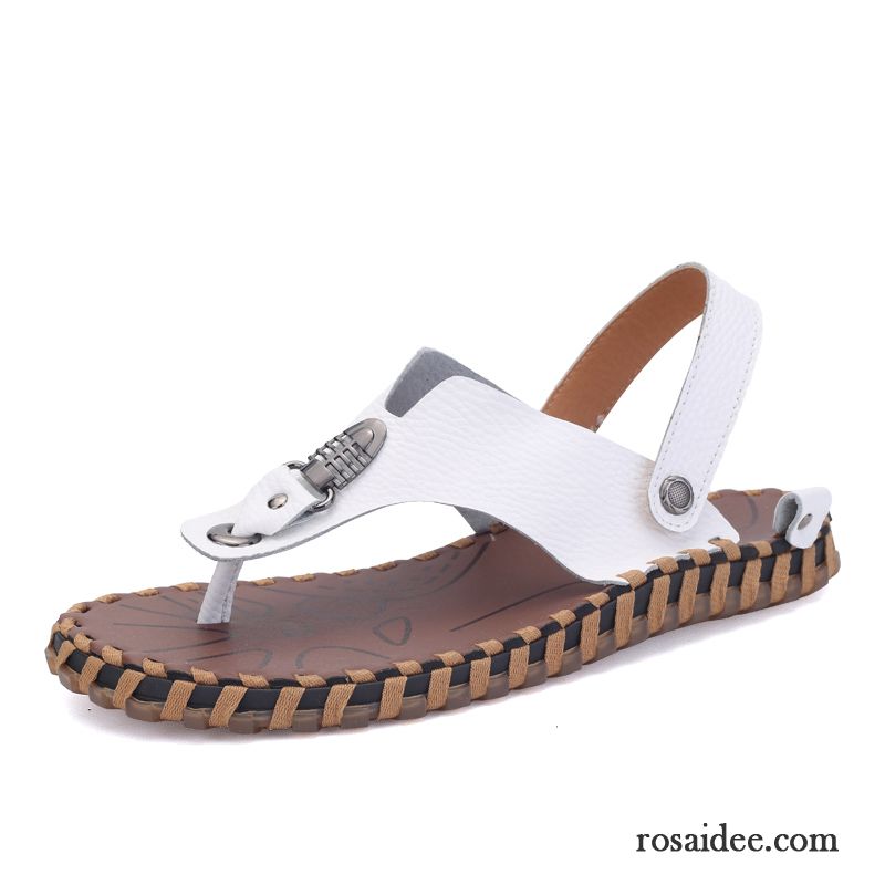 Mode Sandalen Herren Strand Herren Echtleder Sommer Sandalen Rutschsicher Schuhe Neue Persönlichkeit Atmungsaktiv Kostenloser Versand Günstig