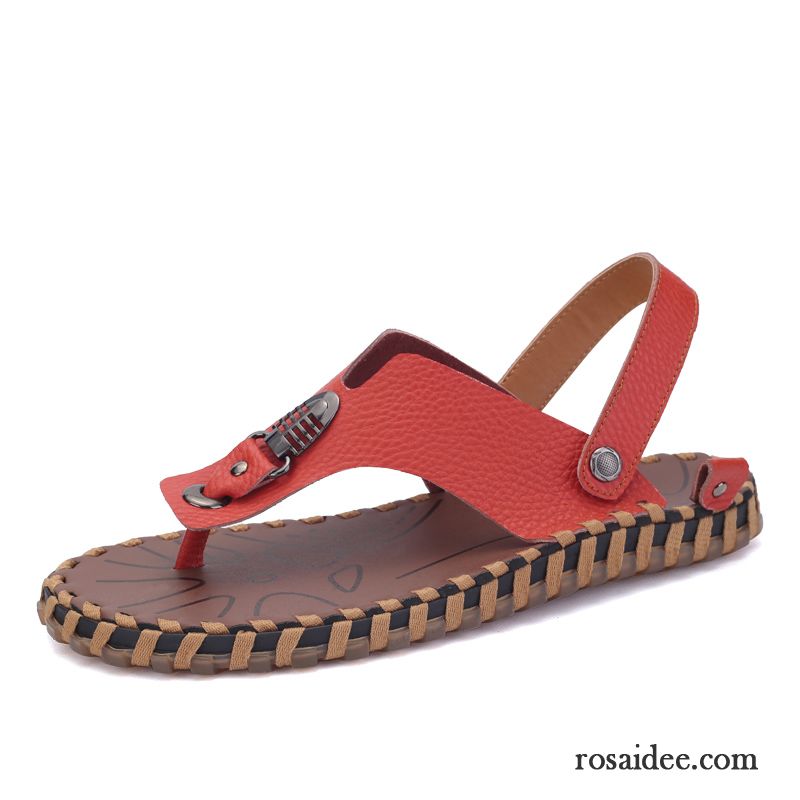 Mode Sandalen Herren Strand Herren Echtleder Sommer Sandalen Rutschsicher Schuhe Neue Persönlichkeit Atmungsaktiv Kostenloser Versand Günstig