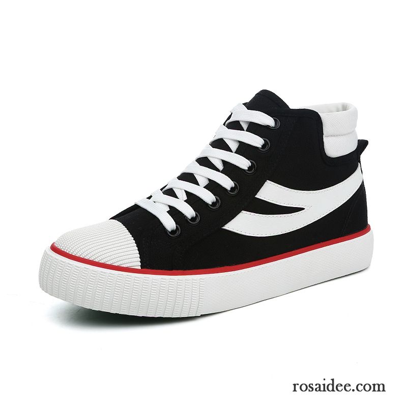 Mode Schuh Damen Grau Damen Casual Feder Schüler Flache Skaterschuhe Schnürung Neue Langschaft Weiß Schwarz Trend Tuch Schuhe Billig