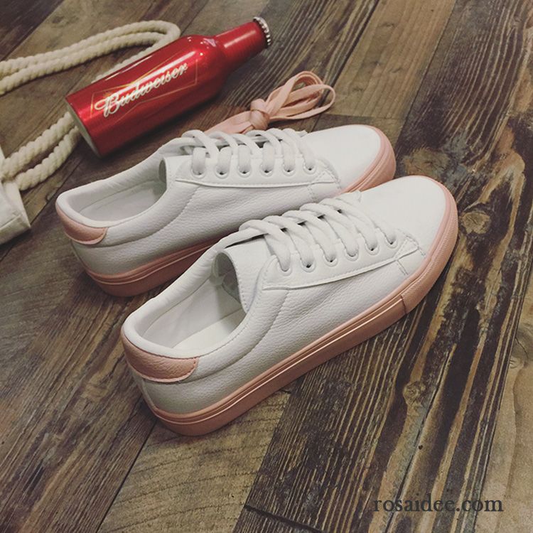 Mode Schuhe Damen Pink Casual Damen Neue Leder Weiß Skaterschuhe Flache Allgleiches Tuch Schuhe Schüler Billig