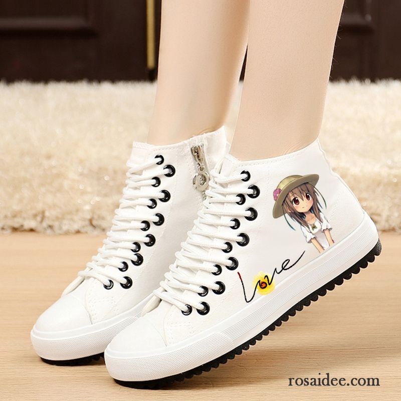 Mode Schuhe Damen Schwarz Weiß Casual Trend Schüler Schnürung Kostenloser Versand Skaterschuhe Flache Tuch Schuhe Feder Damen Langschaft Billig