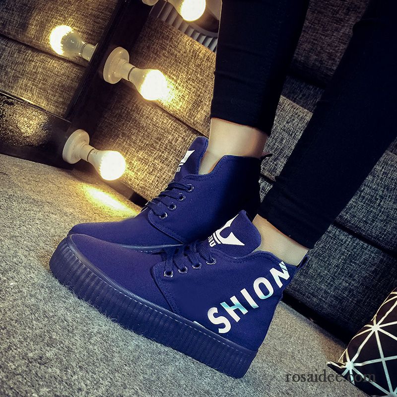 Mode Sportschuhe Damen Schwarz Schuhe Schüler Allgleiches Casual Damen Neue Skaterschuhe Trend Herbst Tuch Schuhe Feder Winter Flache Langschaft Günstig