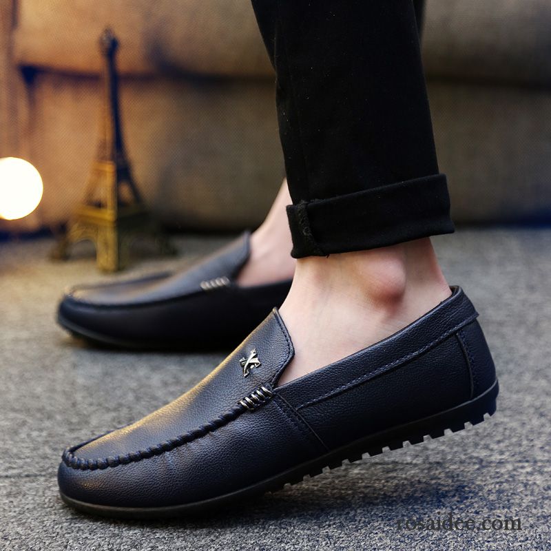 Moderne Schuhe Herren Weiß Herbst Casual Trend Faul Herren Lederschue Atmungsaktiv Schuhe Halbschuhe