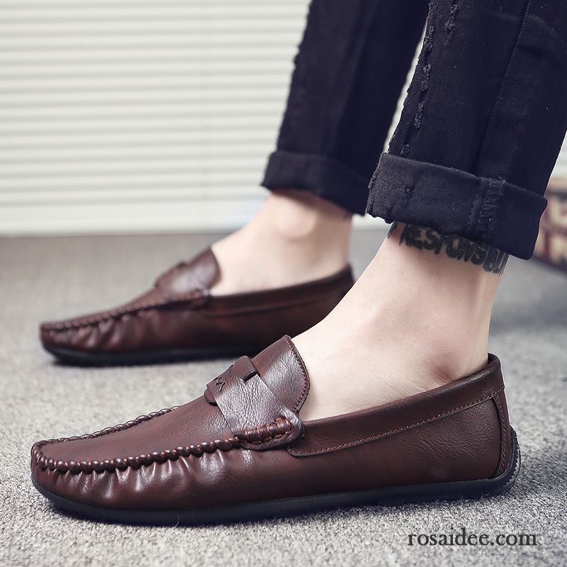 Modische Herrenschuhe Casual Persönlichkeit Rot Trend Sommer Neue Herbst Schuhe Faul Allgleiches Lederschue Herren Billig