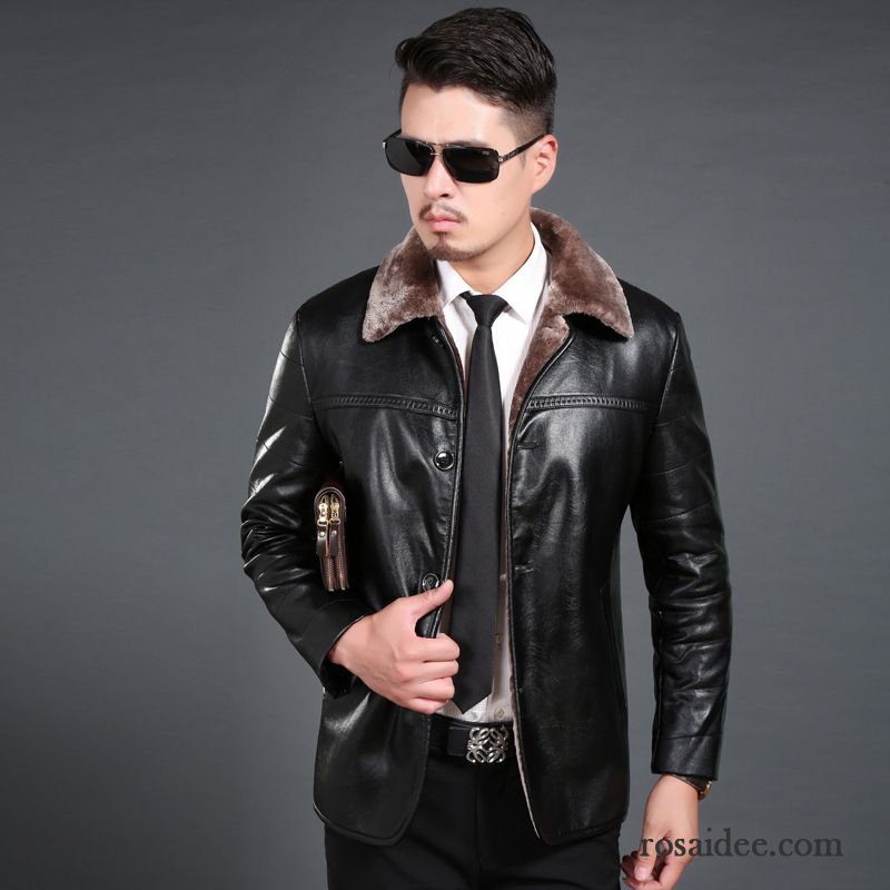 Männer Jacken Pelz Jacke Plus Samt Lederjacke Herren Echtleder Verdickung Mäntel Überzieher