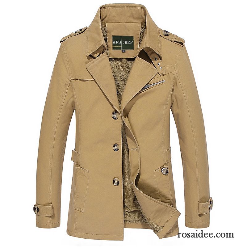 Männer Mantel Beige Verdickung Große Größe Herren Trend Herbst Schlank Jacke Freizeit Überzieher Langer Abschnitt Kaufen