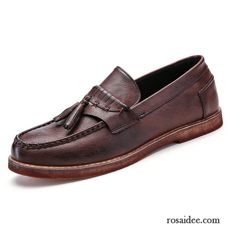 Männer Schuhe Günstig Slip-on England Lederschue Retro Schuhe Schwarz Quaste Allgleiches Herren Casual Trend Verkaufen