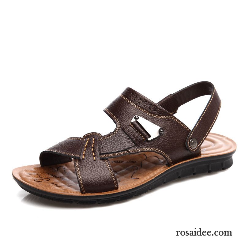 Offene Schuhe Herren Sommer Sandalen Echtleder Strand Casual Herren Schuhe Neue Kaufen