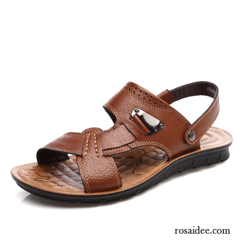 Offene Schuhe Herren Sommer Sandalen Echtleder Strand Casual Herren Schuhe Neue Kaufen