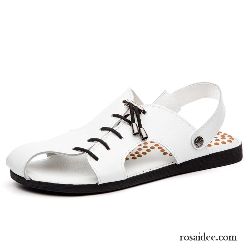 Offene Schuhe Männer Herren Atmungsaktiv Angeln Casual Sandalen Dicke Sohle Schuhe Draussen Rutschsicher Sommer Echtleder Strand Verkaufen