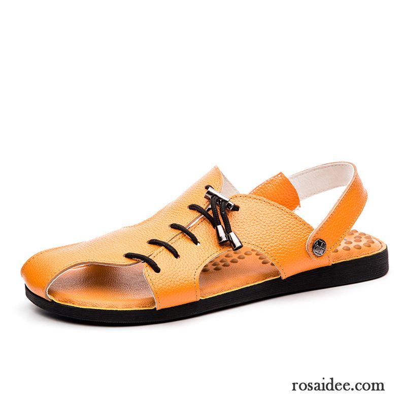 Offene Schuhe Männer Herren Atmungsaktiv Angeln Casual Sandalen Dicke Sohle Schuhe Draussen Rutschsicher Sommer Echtleder Strand Verkaufen