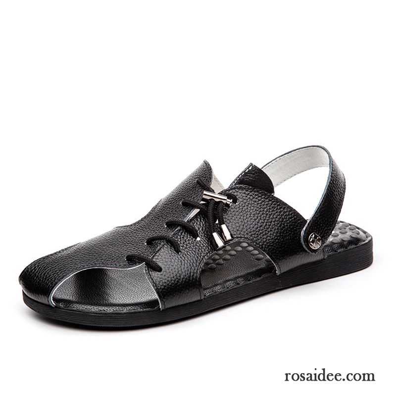 Offene Schuhe Männer Herren Atmungsaktiv Angeln Casual Sandalen Dicke Sohle Schuhe Draussen Rutschsicher Sommer Echtleder Strand Verkaufen