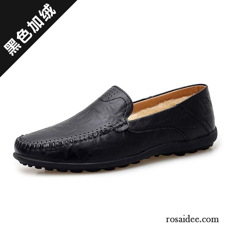 Online Schuhe Kaufen Große Größe Echtleder Schuhe Herren England Lederschue Plus Samt Faul Herbst Casual Sale