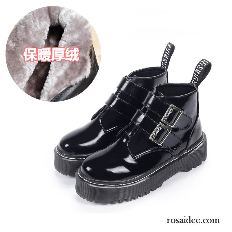 Overknee Schwarz Herbst Dicke Sohle Baumwolle Schuhe Schleife Schüler Plus Samt England Kurze Martin Stiehlt Damen Winter