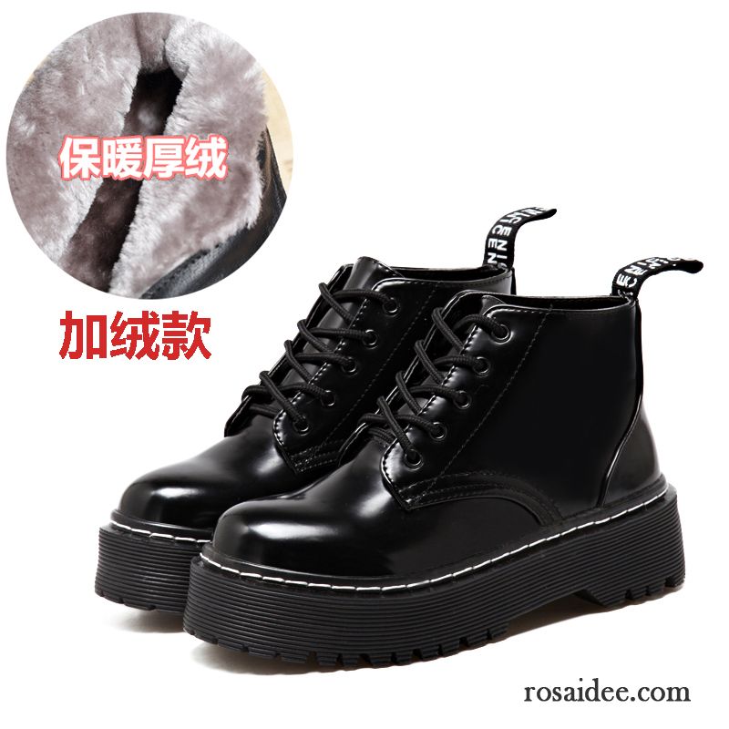 Overknee Schwarz Herbst Dicke Sohle Baumwolle Schuhe Schleife Schüler Plus Samt England Kurze Martin Stiehlt Damen Winter