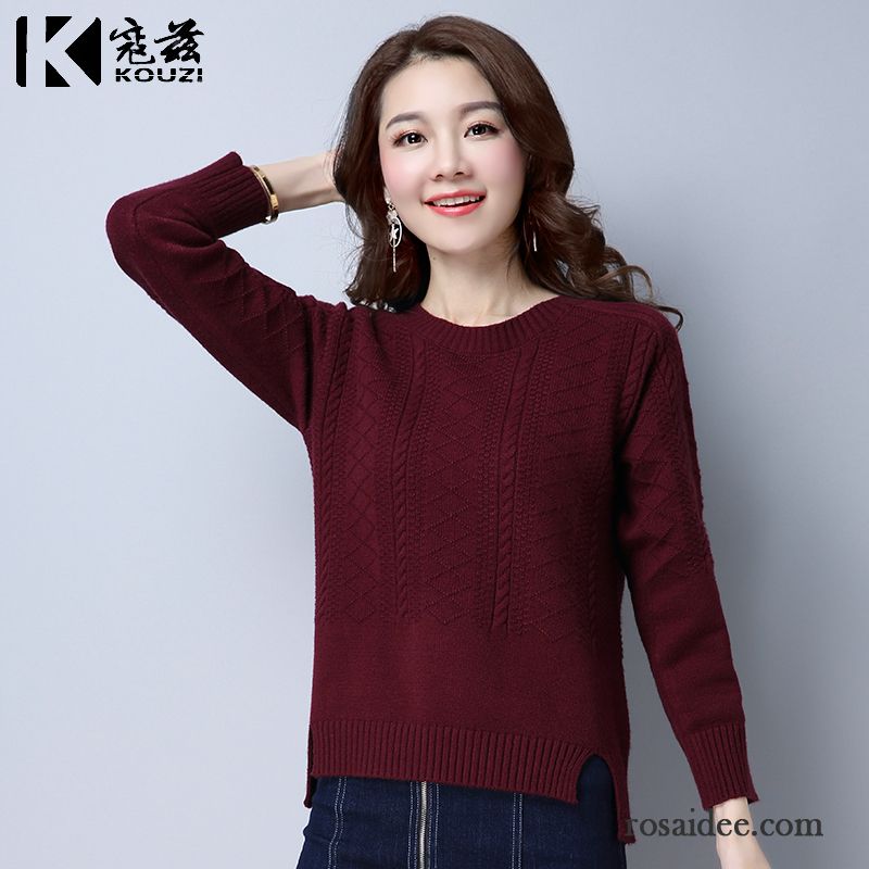 Pullover Baumwolle Damen Strickwaren Mantel Pullover Neu Unteres Hemd Rote Damen Kurzer Absatz Lose Herbst Verkaufen