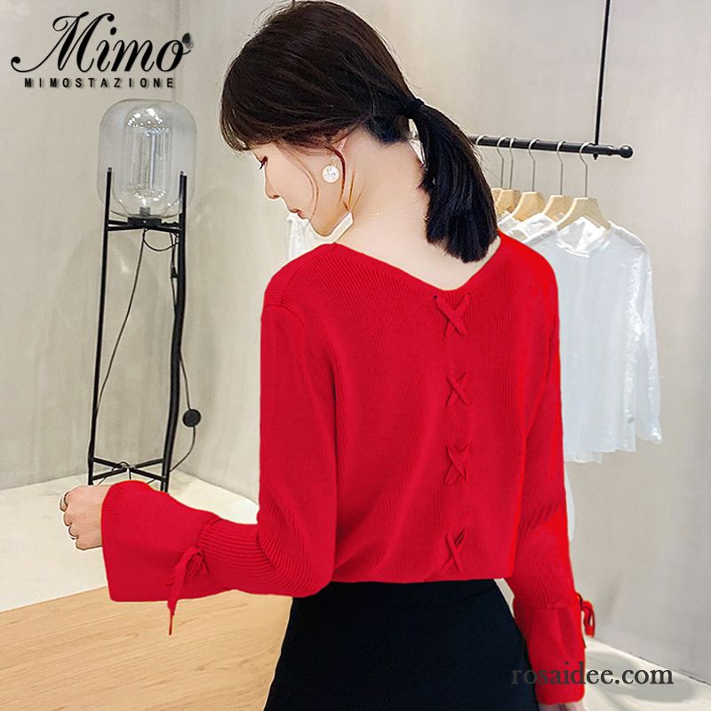 Pullover Damen Mantel Strickwaren Herbst Mode Neu Trend Blau Rot