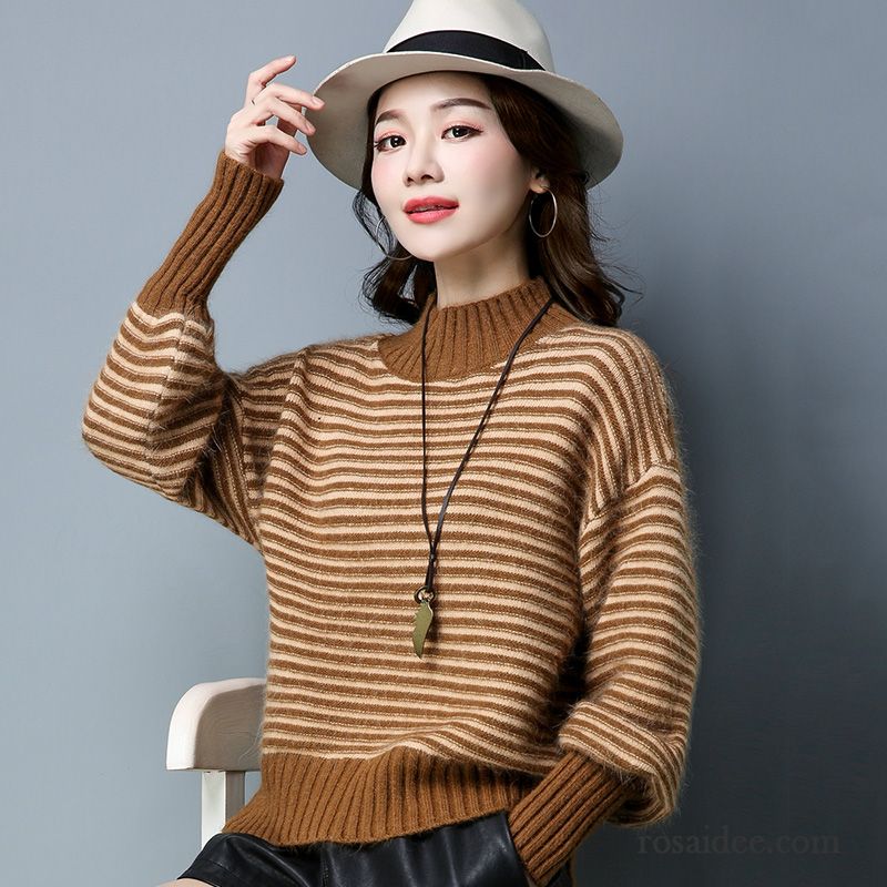 Pullover Damen Mit Aufdruck Verdickung Herbst Damen Grün Kurzer Absatz Lose Pullover Rollkragen Frisch Winter Strickwaren Billig