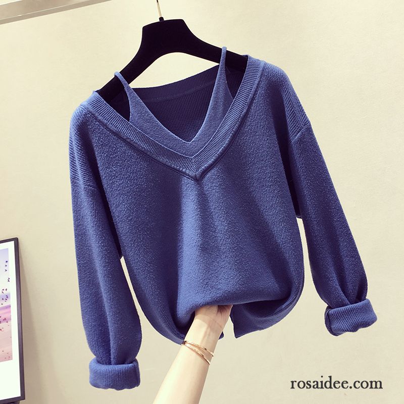 Pullover Günstig Kaufen Blau Mantel Herbst Pullover Strickwaren Damen Lange Ärmel Neu Lose Billig