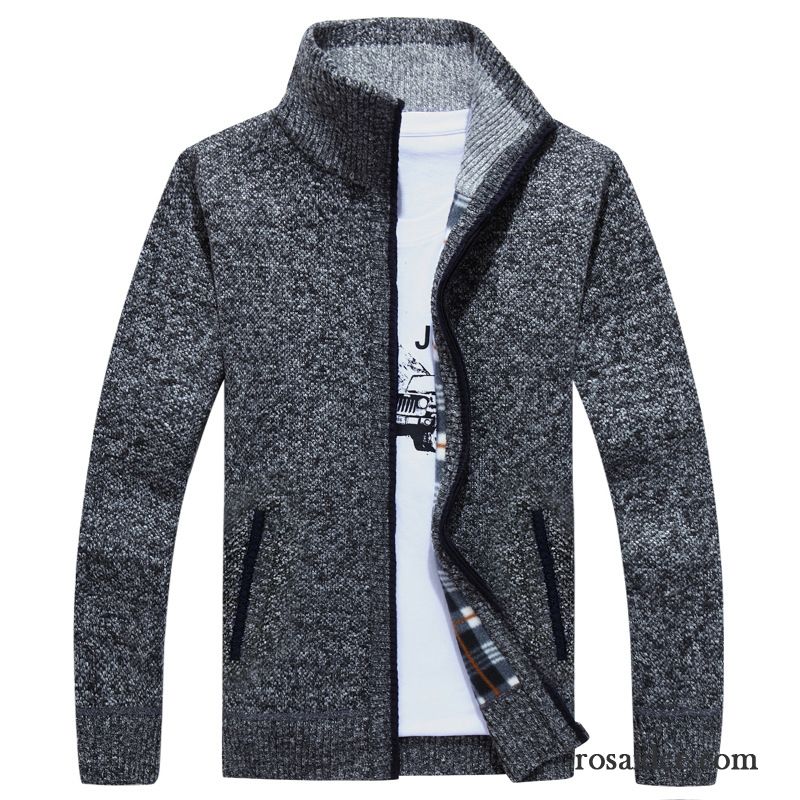 Pullover Herren Slim Fit Schlank Plus Samt Stehkragen Herren Verdickung Strickwaren Strickjacke Wollpullover Herbst Überzieher Neu Winter Günstig