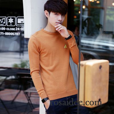 Pullover Kragen Herren Trend Pullover Herbst Rein Neu Herren Strickwaren Lange Ärmel Rundhals Günstig