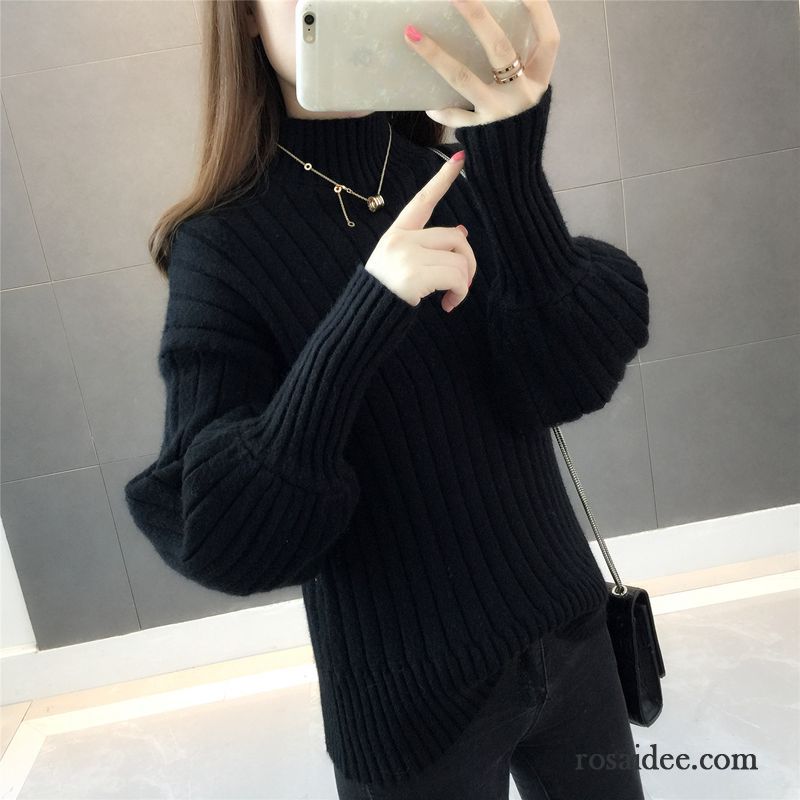 Pullover Mit Reißverschluss Lose Unteres Hemd Mode Herbst Pullover Neu Kurzer Absatz Gelb Rein Damen Verdickung Winter Stricken Kaufen