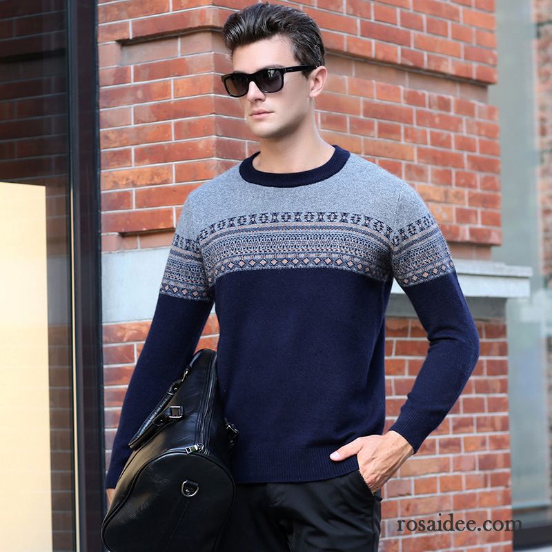 Pullunder Schwarz Herren Herbst Lange Ärmel Klassisch Strickwaren Herren Winter Pullover Rundhals Günstig