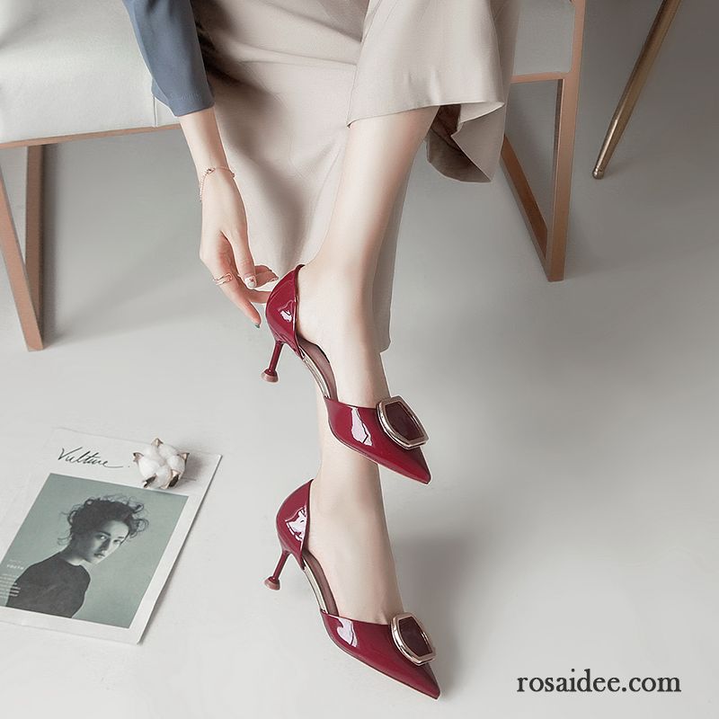 Pumps Braun Wildleder Neue Schwarz Schnürschuhe Dünne Fersen Allgleiches Spitze Rot Mädchen Damen Pumps Verkaufen