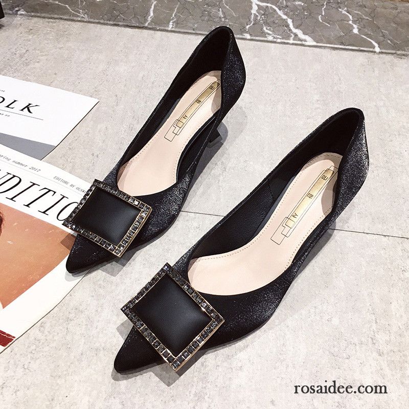Pumps Damen Alle Jahreszeiten Schnürschuhe Dünne Fersen Neue Allgleiches Spitze Schwarz