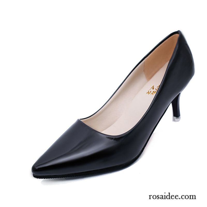 Pumps Schuhe Schwarz Pumps Mode Schnürschuhe Beruf Gemütlich Feder Allgleiches Damen Billig