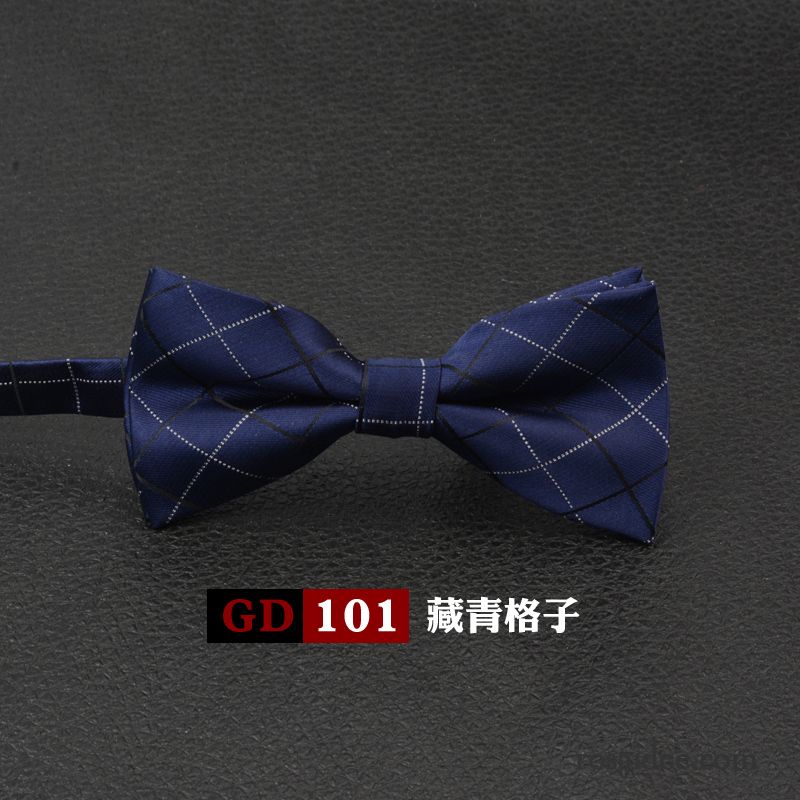 Querbinder Fliege Herren England Verheiratet Kariert Bräutigam Bowknot Formelle Kleidung Blau