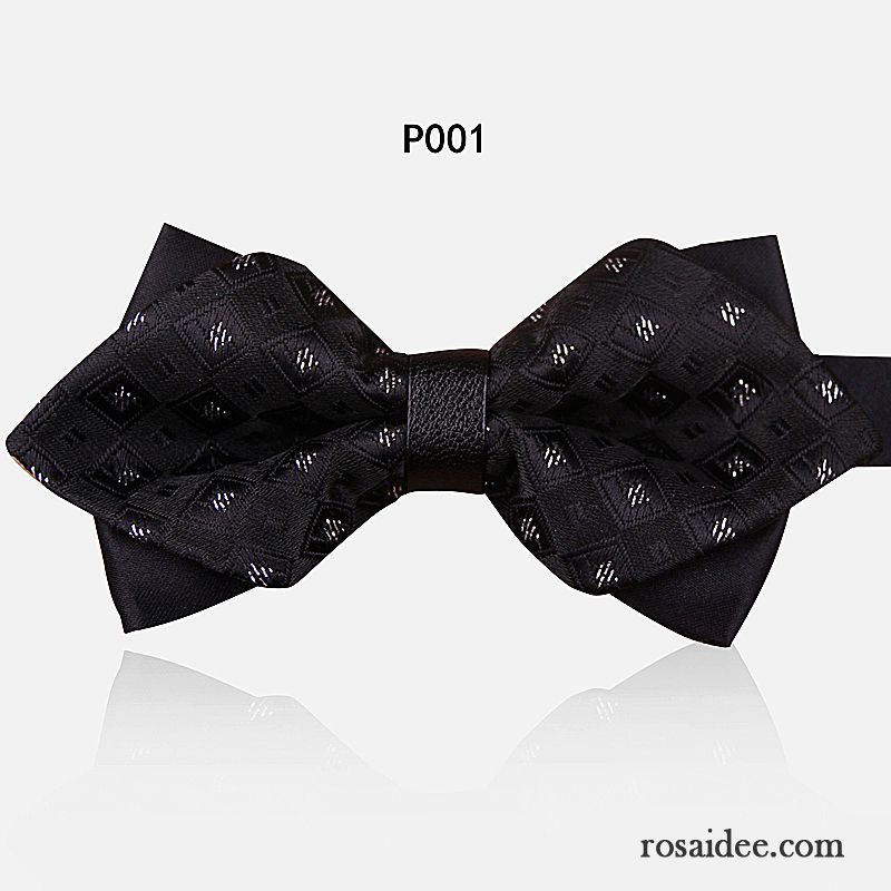 Querbinder Fliege Herren Formelle Kleidung Verheiratet Streifen Bowknot Doppelter Rock Business Bordeauxrot Schwarz