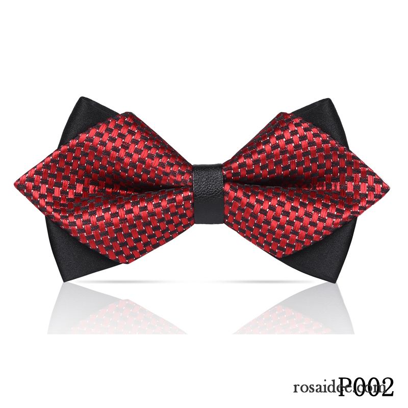 Querbinder Fliege Herren Formelle Kleidung Verheiratet Streifen Bowknot Doppelter Rock Business Bordeauxrot Schwarz