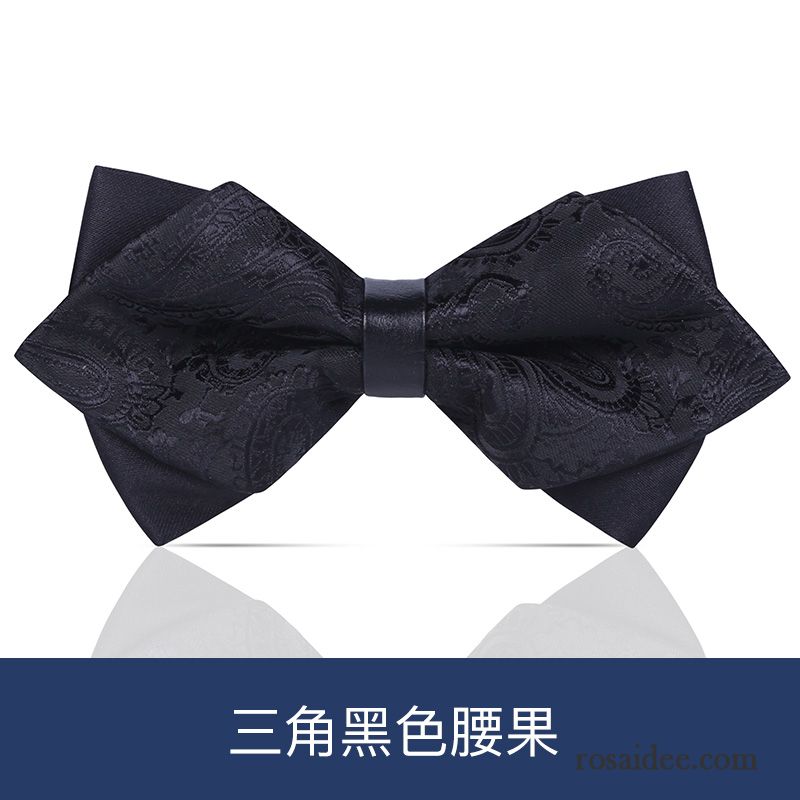 Querbinder Fliege Herren Formelle Kleidung Verheiratet Streifen Bowknot Doppelter Rock Business Bordeauxrot Schwarz