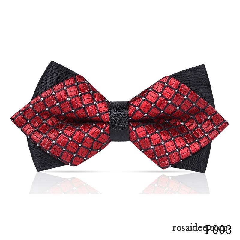 Querbinder Fliege Herren Formelle Kleidung Verheiratet Streifen Bowknot Doppelter Rock Business Bordeauxrot Schwarz