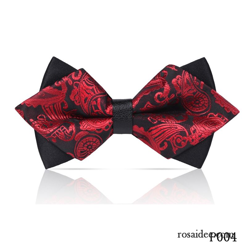 Querbinder Fliege Herren Formelle Kleidung Verheiratet Streifen Bowknot Doppelter Rock Business Bordeauxrot Schwarz