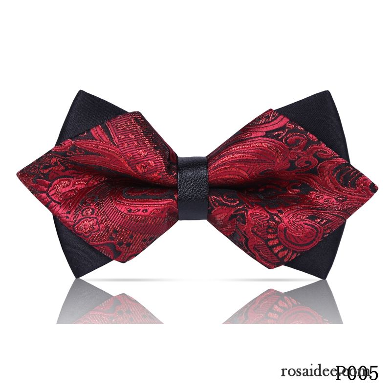 Querbinder Fliege Herren Formelle Kleidung Verheiratet Streifen Bowknot Doppelter Rock Business Bordeauxrot Schwarz