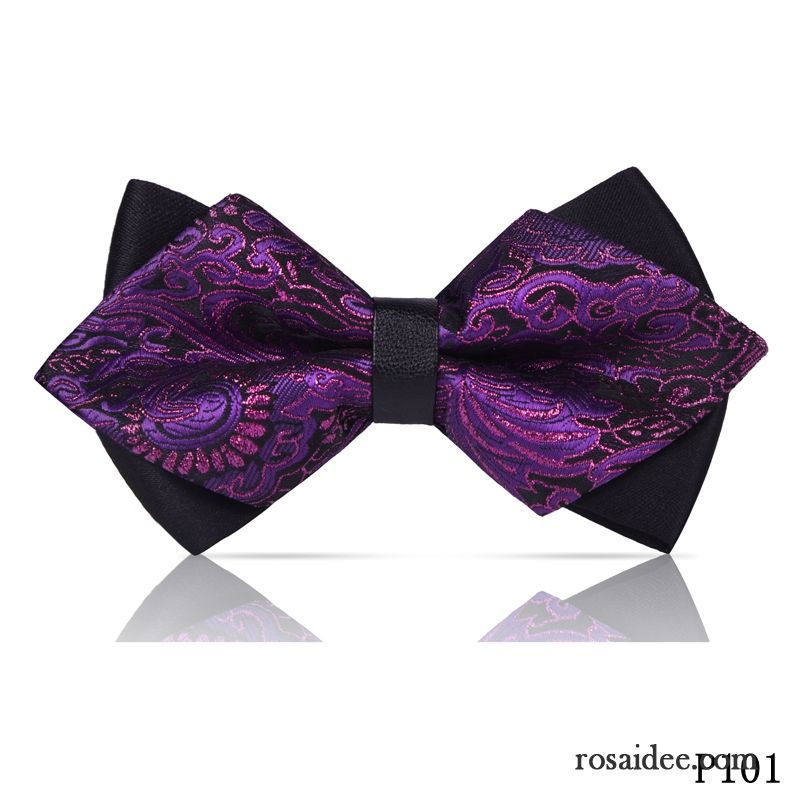 Querbinder Fliege Herren Formelle Kleidung Verheiratet Streifen Bowknot Doppelter Rock Business Bordeauxrot Schwarz