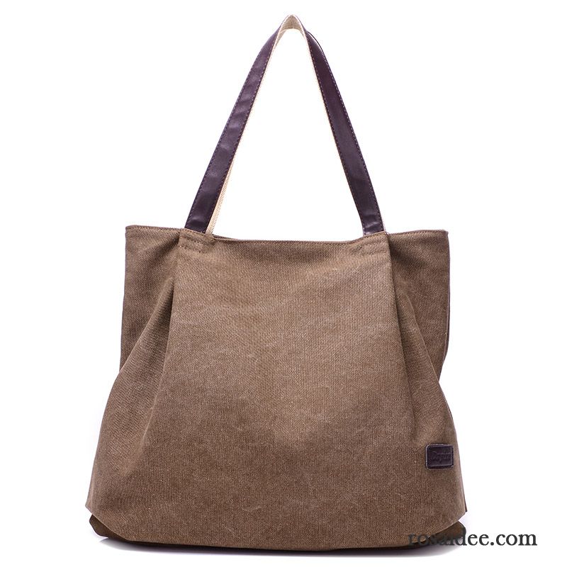 Reisetasche Damen Das Neue Einfach Segeltuch Hohe Kapazität Schultertaschen Großes Paket Weiß Beige