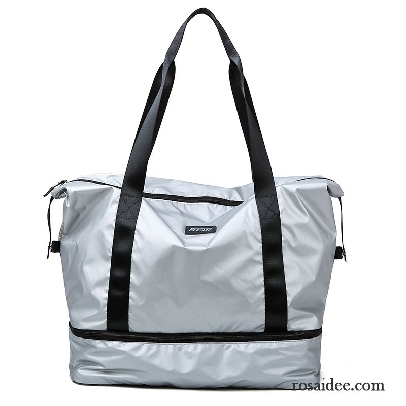 Reisetasche Damen Fitness Gepäck Hohe Kapazität Tourismus Sandfarben Silber