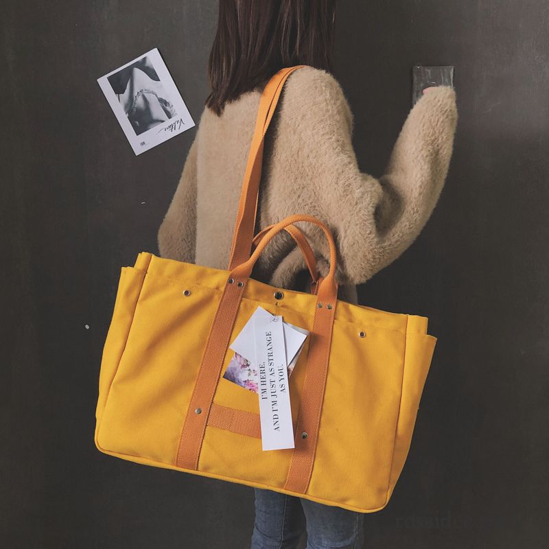 Reisetasche Damen Großes Paket Mode Schulranzen Canvastasche Hohe Kapazität Schüler Gelb