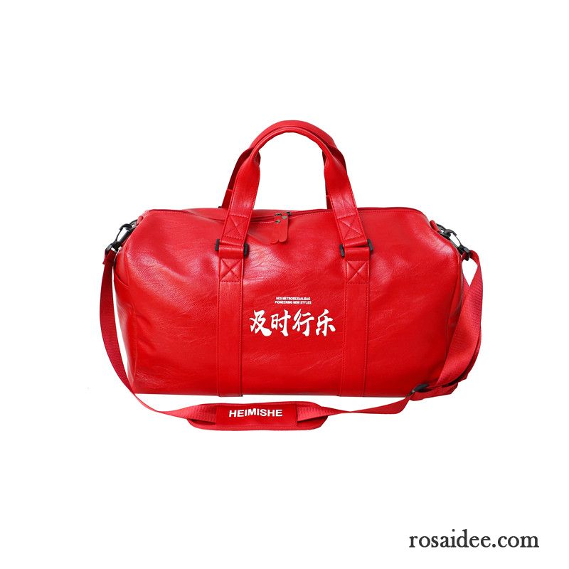Reisetasche Damen Handtaschen Tourismus Gepäck Fitness Hohe Kapazität Wasserdicht Schwarz Rot