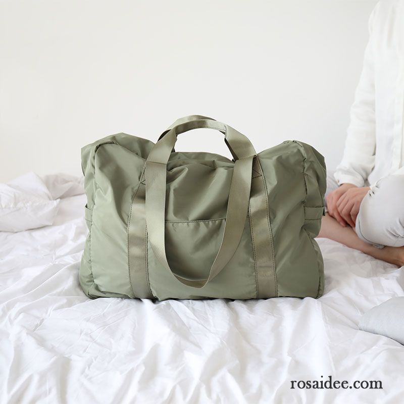 Reisetasche Damen Schultertaschen Hohe Kapazität Tragbar Falten Gepäck Rosa