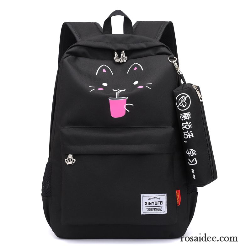 Reisetasche Damen Trend Bär Licht Schüler Schulranzen Rucksack Weiß Schwarz