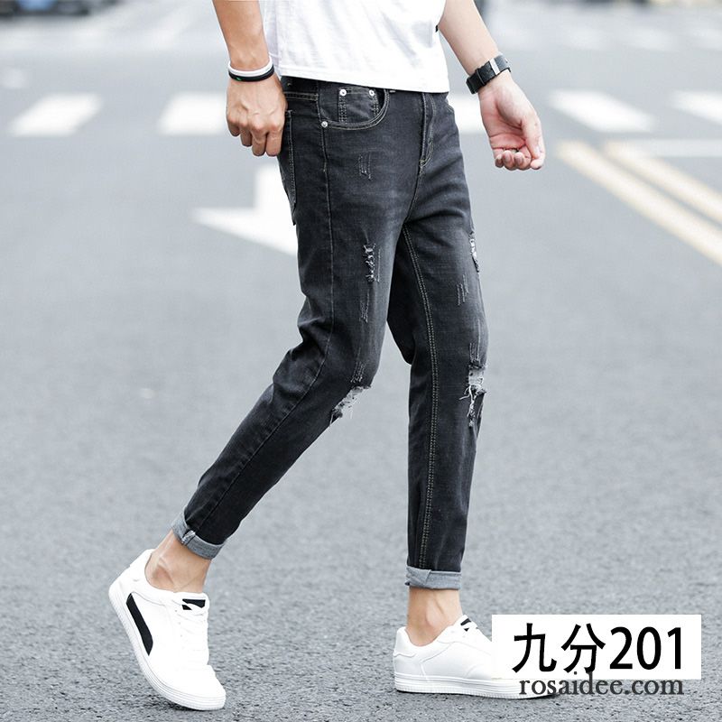 Relaxed Jeans Herren Hose Schlank Dünn Löcher Blau Trend Sommer Herren Schmales Bein Jeans Billig