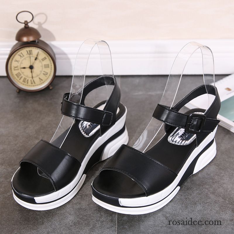 Riemchen Sandaletten Silber Erhöht Damen Schüler Keilschuhe Casual Sandalen Neue Rutschsicher Sommer Dicke Sohle Wasserdichte Plattform Günstig