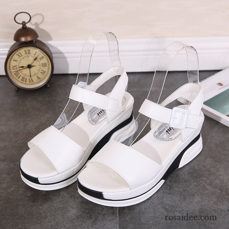 Riemchen Sandaletten Silber Erhöht Damen Schüler Keilschuhe Casual Sandalen Neue Rutschsicher Sommer Dicke Sohle Wasserdichte Plattform Günstig