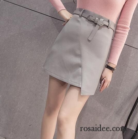 Rosa Röck Damen Hohe Taille A Schreiben Herbst Schlauchrock Damen Unregelmäßig Winter Röcke Leder Verkaufen
