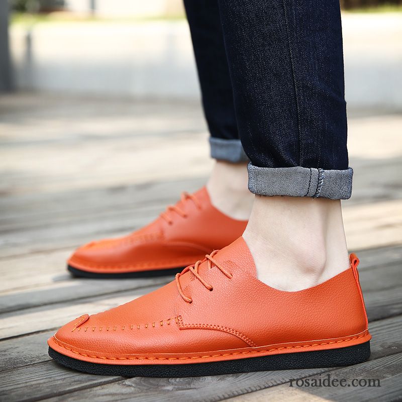 Rote Halbschuhe Herren Casual Lederschue Allgleiches Orange Neue Schuhe Herren Persönlichkeit England Trend Günstig