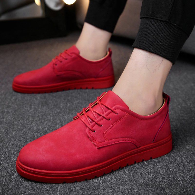 Rote Halbschuhe Herren Casual Lederschue Allgleiches Orange Neue Schuhe Herren Persönlichkeit England Trend Günstig